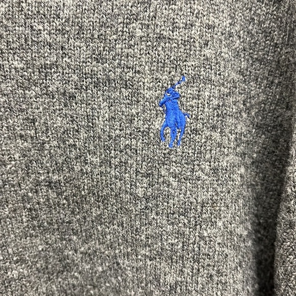 Polo by Ralph Lauren Gray Wool V-Neck Pullover Sweater L - Picture 2 of 4